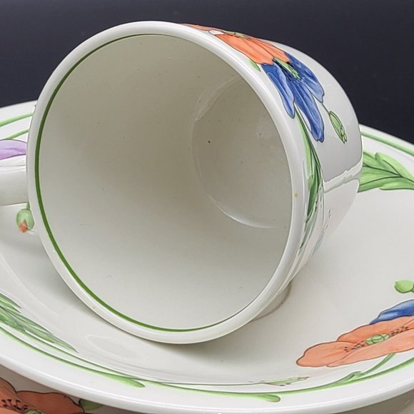 Villeroy Boch set of three (3) Amapola Tea Cup+Saucer+salad plate W.Germany new - Picture 12 of 12
